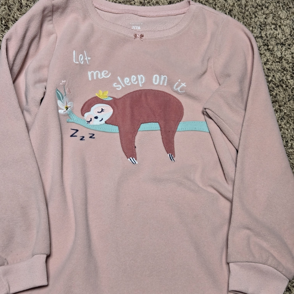 *Size 7* Carters* Girls Pink Sloth Sleeping Sweater*